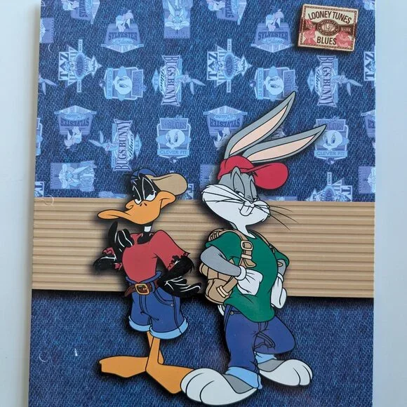 Looney Tunes Vintage 1997 School Folders Bugs Bunny + Daffy Duck - Picture 1 of 5
